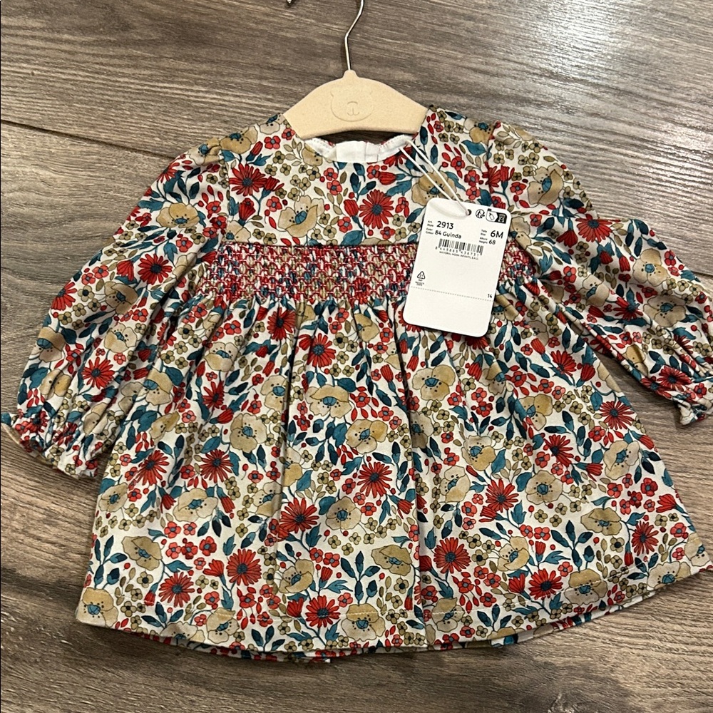 Mayoral Floral baby Dress with Red and Blue Accents